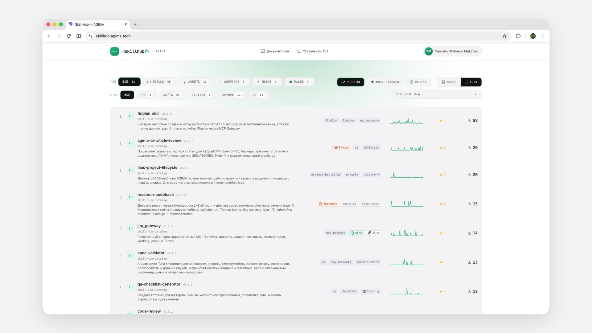 Интерфейс для управления версиями промптов и агентов