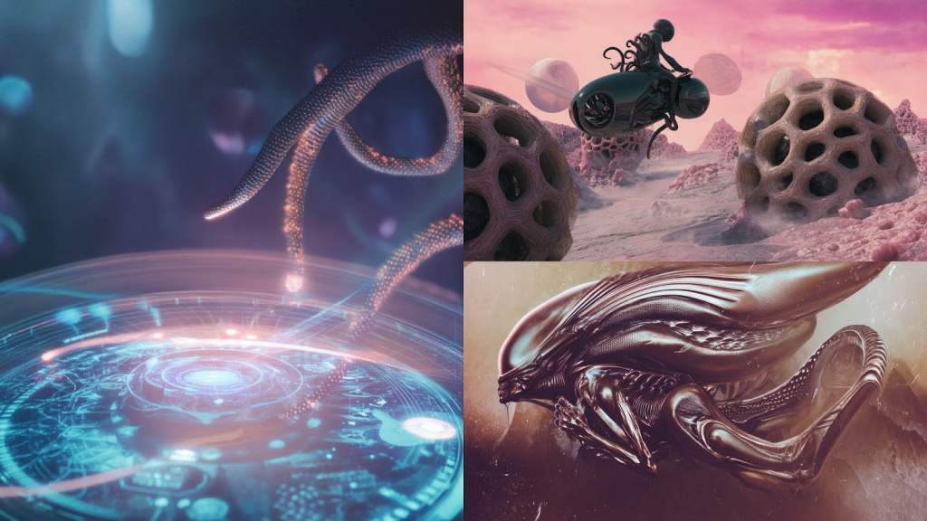 Кадр AGIMA Showreel 2025 в ретрофутуристичной sci-fi-эстетике