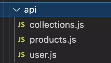 Каталог API с отдельными файлами запросов для коллекций, продуктов и пользователей