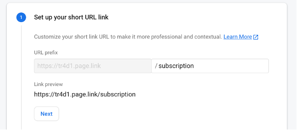 Настройка короткого URL для диплинка