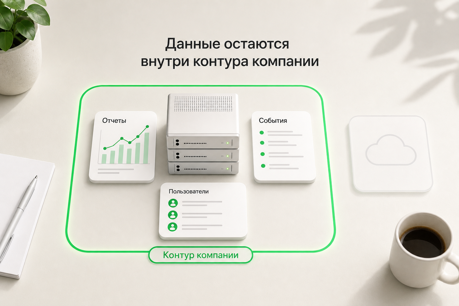 Схема: данные остаются внутри контура компании