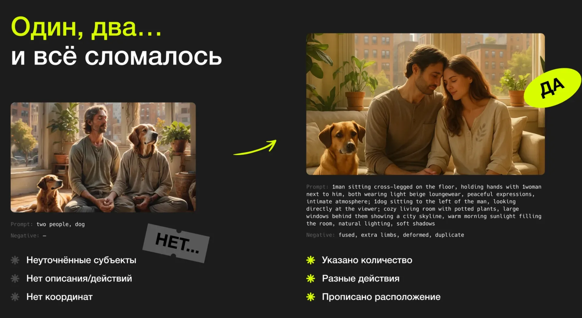 Сравнение общего и подробного промпта