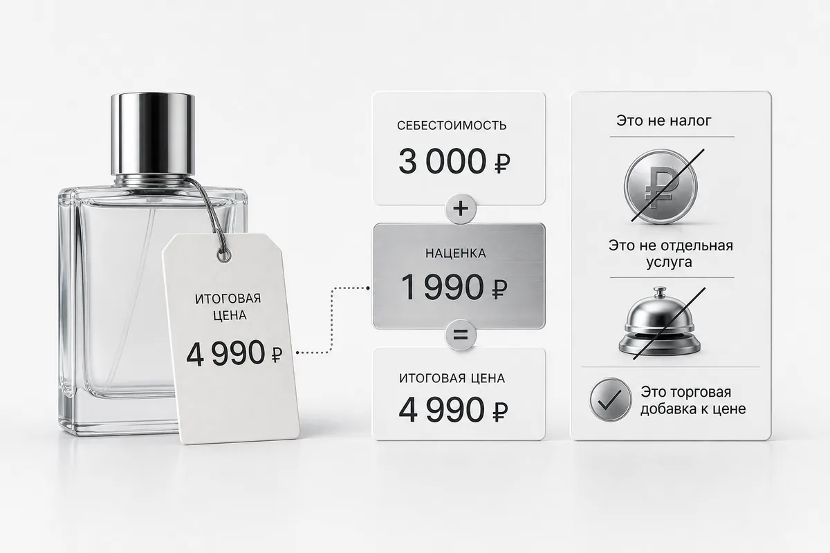 Разница между себестоимостью и ценой продажи товара.