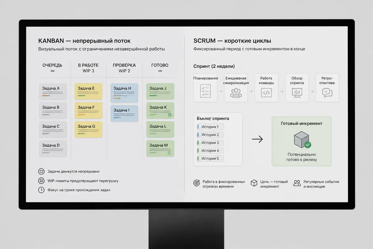 Agile, Scrum и Kanban: методологические подходы в разработке и эксплуатации продуктов