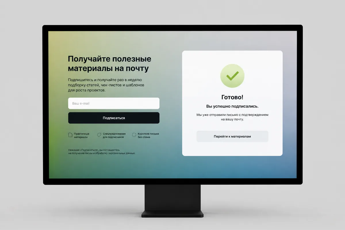 Обложка к статье о странице подписки.