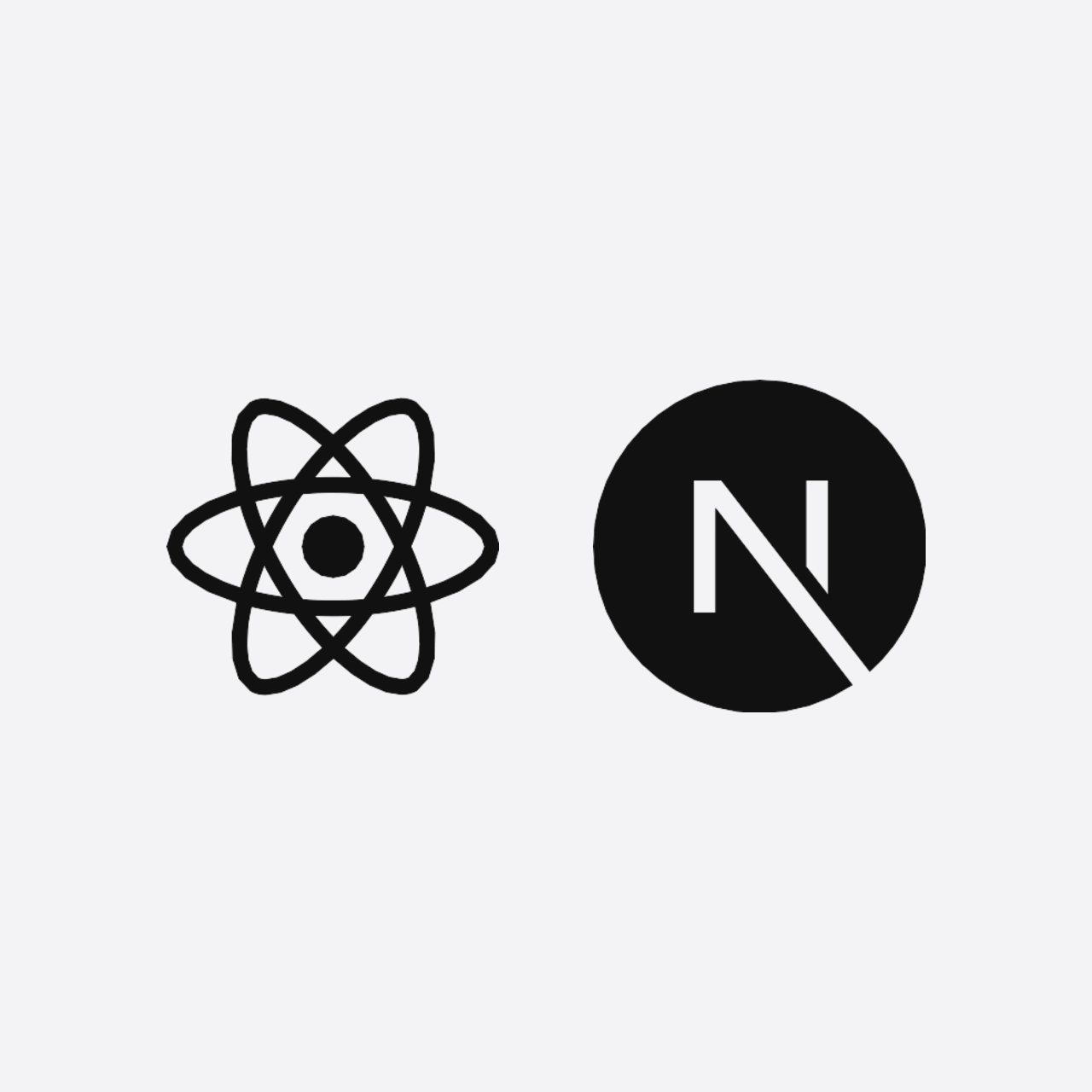 Логотипы React и Next.js на светло-сером фоне