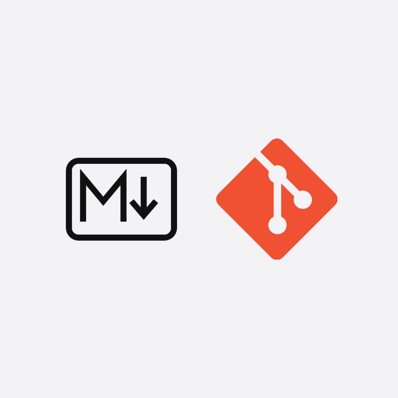 Логотипы Markdown и Git на светло-сером фоне