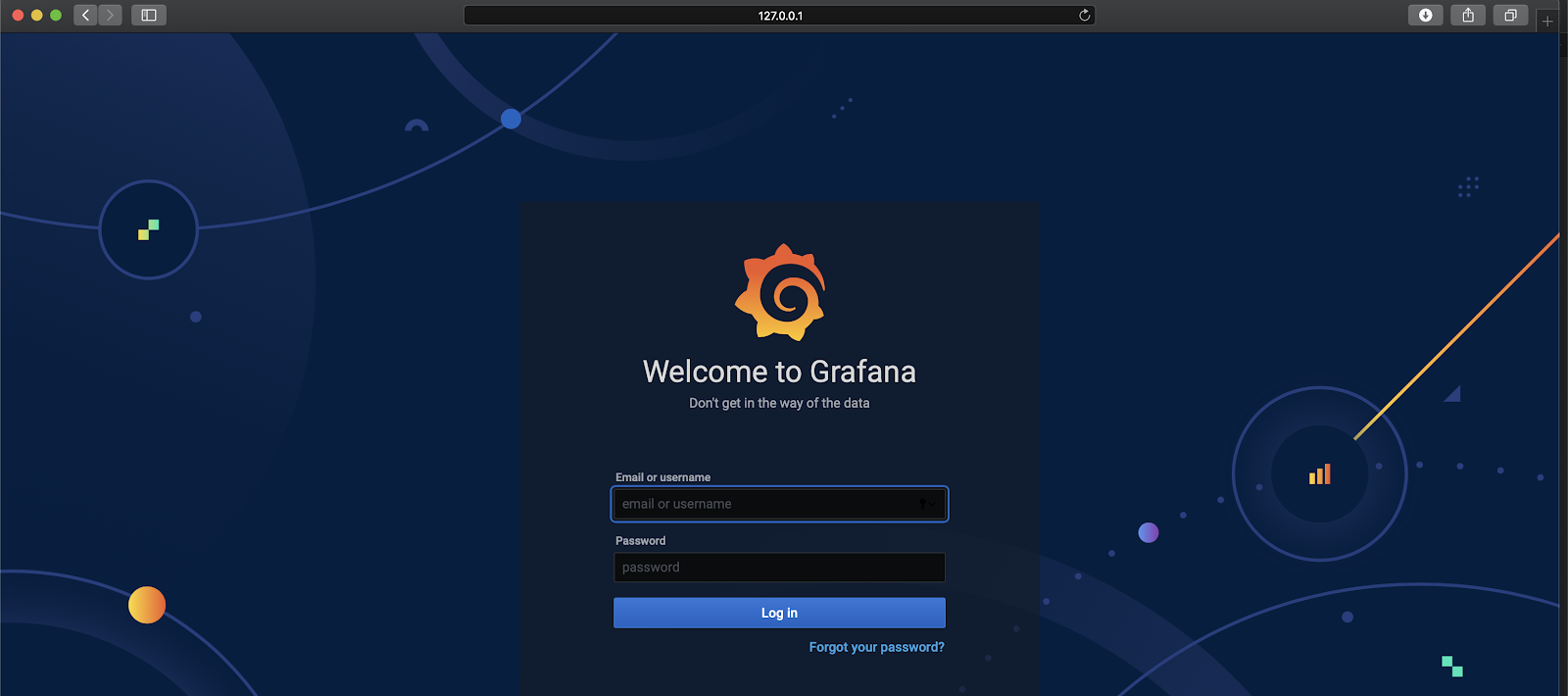 Форма авторизации в Grafana после развёртывания в Kubernetes