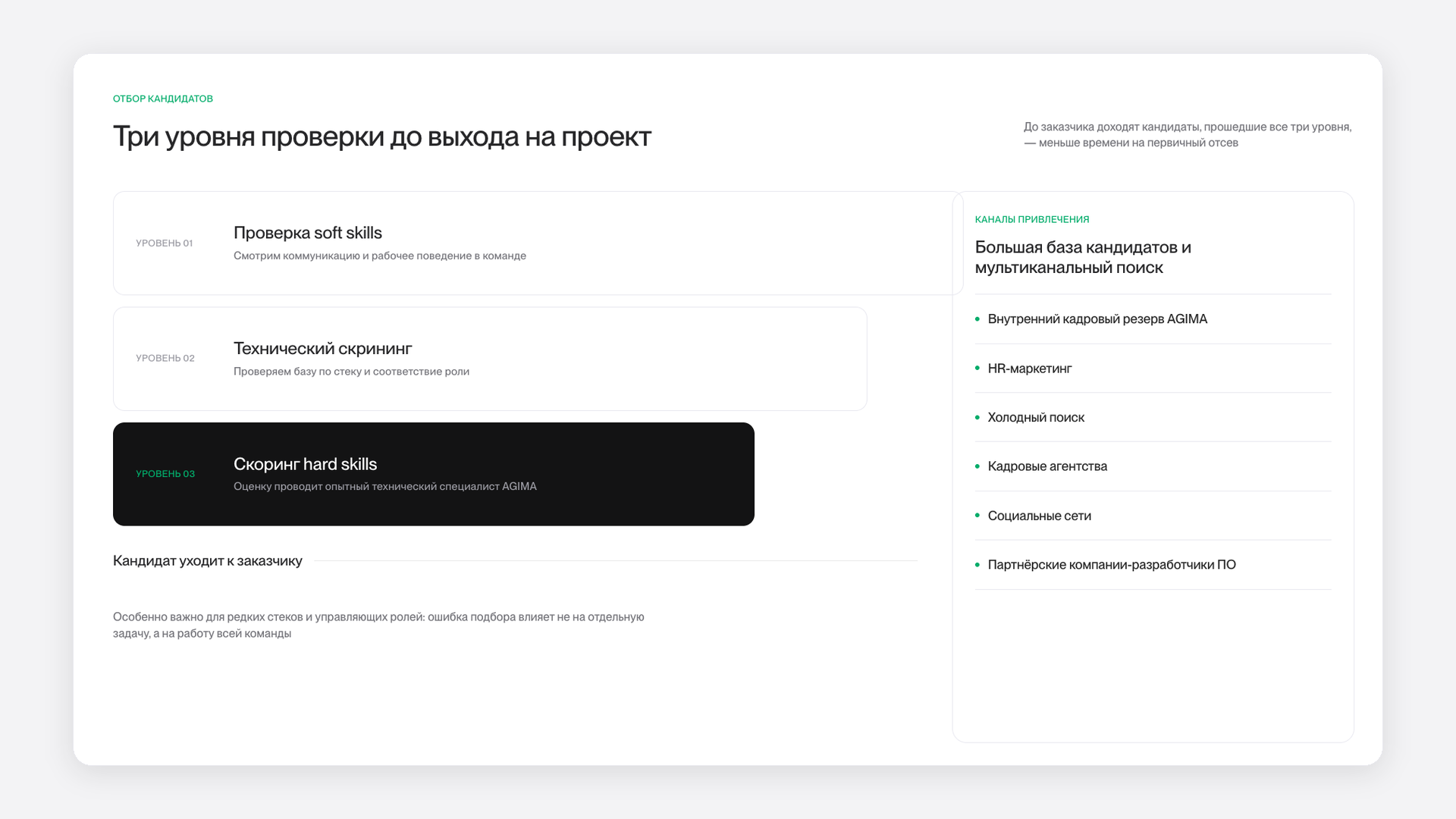 Три уровня отбора специалистов